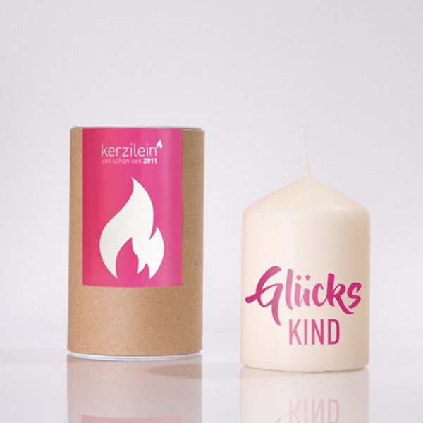 Kerze "GLÜCKSKIND" (Pink) von Kerzilein