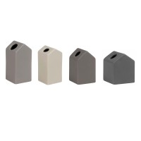 Mini-Vasen im 4er-Set "LIVING - Häuser" (Grau) von räder Design