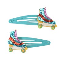Glitzer-Haar-Clips "Roller Skate" im 2er-Set -5 x 1,5 cm (Bunt) von Rex London