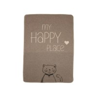 Haustierdecke Katze "my happy place" - 70x90 cm (Grau) von David Fussenegger