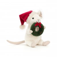 Jellycat Kuscheltier Maus mit Weihnachtskranz