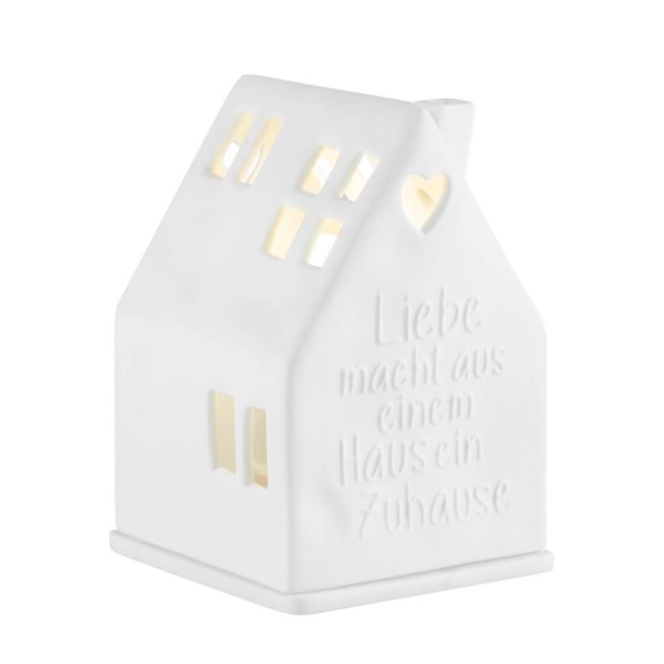 Lichthaus "Liebe macht aus einem Haus" - 7x7x10,5 cm (Weiß) von räder Design