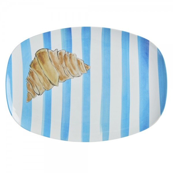 rice Melamin Platte "Croissant" - Groß (Blau/Weiß)