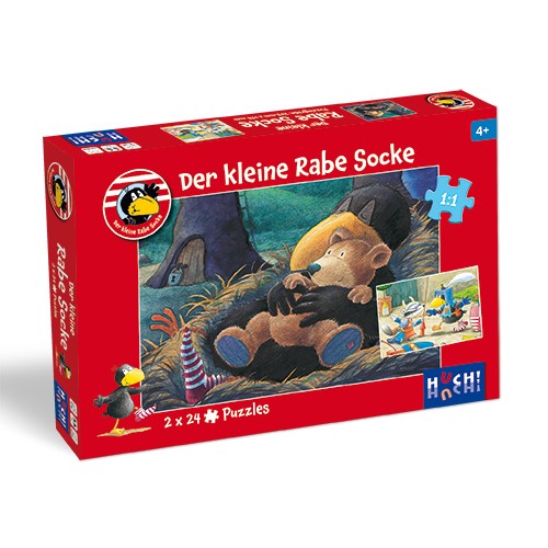 Kinderspiel Der kleine Rabe Socke - Puzzle 2x24 T. von HUCH!