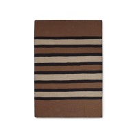 Striped Knitted Cotton Throw  Brown/Lt Beige/Dk Gray, 130x170