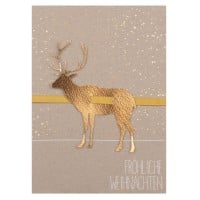 Weihnachtsbandkarte "Fröhliche Weihnachten" - 11,8 x 16,6 cm (Braun/Gold) von räder Design