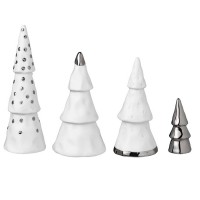 Porzellan-Bäume "Weihnachtswald" - 4er-Set (Weiß/Silber) von räder Design