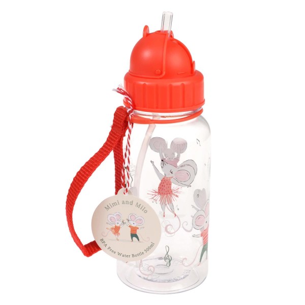 Trinkflasche für Kinder mit Trinkhalm "Mimi and Milo" - 500 ml von Rex LONDON