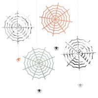Spinnennetz-Deko mit Spinnen - 4er-Set von Meri Meri
