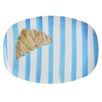 rice Melamin Platte "Croissant" - Groß (Blau/Weiß)