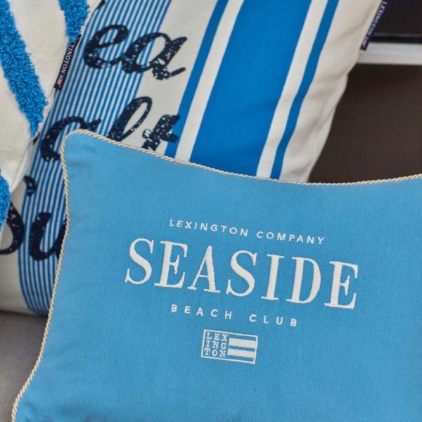 Zierkissen "Seaside" aus Bio-Baumwolle - 30x40 cm (Blau/Hellbeige) von Lexington