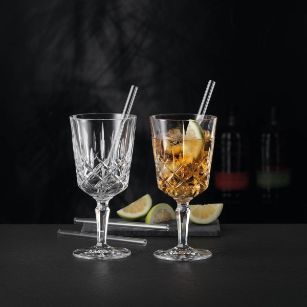 Nachtmann Cocktail-/Weinglas "Noblesse" - 4er-Set mit 4 Glastrinkhalmen