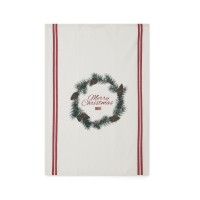 Geschirrtuch aus Bio-Baumwolle "Merry Christmas" - 50x70 cm (Weiß/Rot/Grün) von Lexington