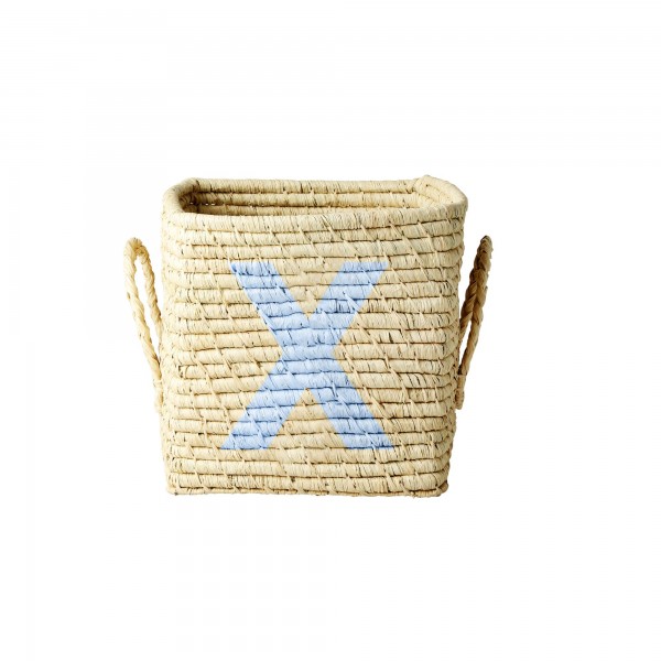 rice Aufbewahrungskorb aus Raffia "Buchstaben - X" - Klein/Quadratisch