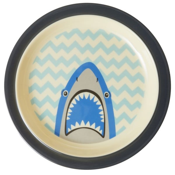 rice Melamin Kinder-Essteller "Shark/Hai" (Blau)