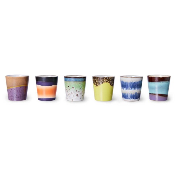 Kaffeetasse ohne Henkel "70s ceramics" im 6er-Set (Pluto) von HKliving