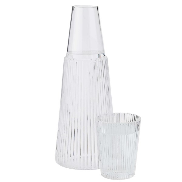 Stelton Glas-Karaffe (1l) "Pilastro" mit Trinkglas (250ml)