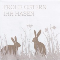 Cocktailservietten "Frohe Ostern ihr Hasen" - 25x25 cm (Beige) von räder Design