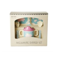 rice Melamin Baby-Geschirr-Set in Geschenkbox "Flying Pig" (Bunt)