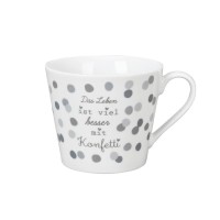 Krasilnikoff Tasse/Happy Cup "Das Leben ist viel besser mit Konfetti" (Weiß)