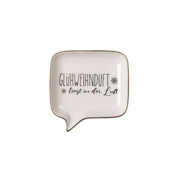 Dekoteller Sprechblase "Love Plates - Glühweinduft" (Weiß/Gold) von Gift Company