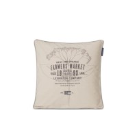 Kissenbezug aus Bio-Baumwolle "Farmers Market" - 50x50 cm (Beige/Dunkelgrau) von Lexington
