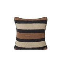 Striped Knitted Cotton Pillow Cover Brown/Lt Beige/Dk Gray, 50x50