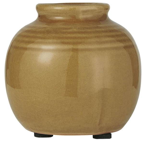 Ib Laursen Mini Vase mit Rillen und krakelierter Oberfläche (Braun)