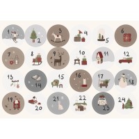 Ib Laursen Weihnachtskalender-Aufkleber 1-24 - 3 cm (Braun/Grau/Natur)