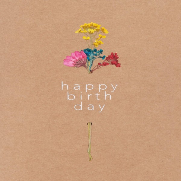 Grußkarte mit Trockenblumen "Happy Birthday" von räder Design