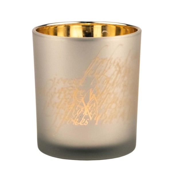 Windlicht "XMAS - Glanzlicht Schrift" - 10 cm (Gold) von räder Design
