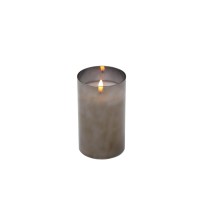 LED-Kerze im Glas - 9x15 cm (Grau/Weiß) von Voß