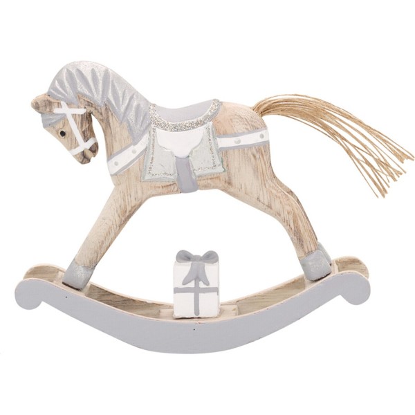 GreenGate Weihnachtsdekoration Schaukelpferd "Rocking Horse" - Medium (Silver)
