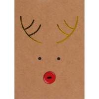 Weihnachtsknopfkarte "Rentier" - 11,8x16,6 cm (Natur) von räder Design