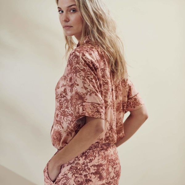 Pyjama-Oberteil kurzärmlig "Poppy Aurelie" - S (Pink) von Essenza