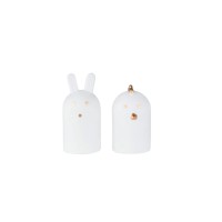 Porzellanfiguren "Hase und Huhn" - 2,5x5 cm (Weiß/Gold) von räder Design