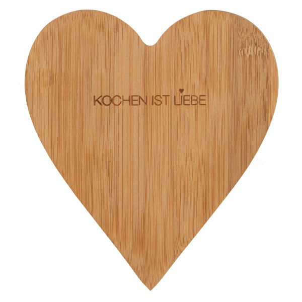 Holzschneidebrett in Herz-Form "DINING - Kochen ist Liebe" von räder Design