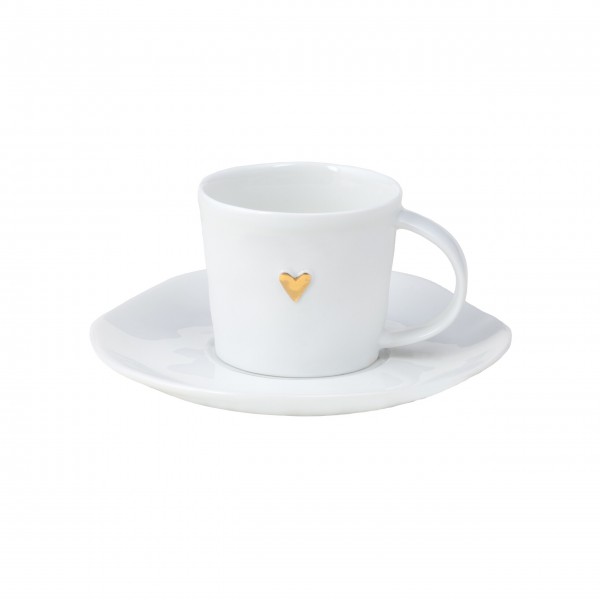 Espressotasse aus Porzellan "Goldenes Herz" (Weiss/Gold) von räder Design