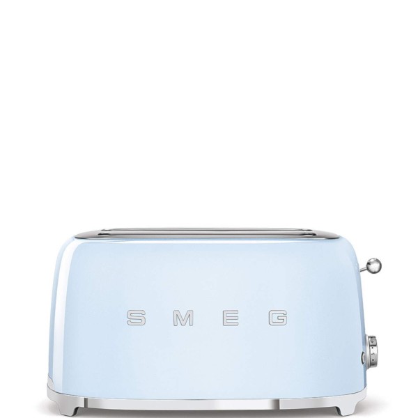 smeg Toaster Set - 2-Schlitz-Toaster lang (Pastellblau) mit Röstaufsatz und zwei Sandwichzangen