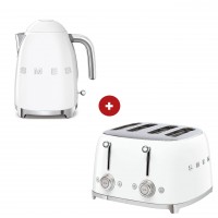 smeg Set aus 4-Schlitz-Toaster und Wasserkocher feste Temperatur (Weiß)