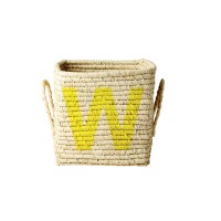 rice Aufbewahrungskorb aus Raffia "Buchstaben - W" - Klein/Quadratisch