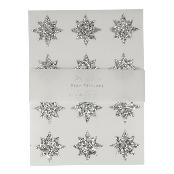 Sticker-Set "Eco Glitter Star" (Silber) - 8 Blätter von Meri Meri