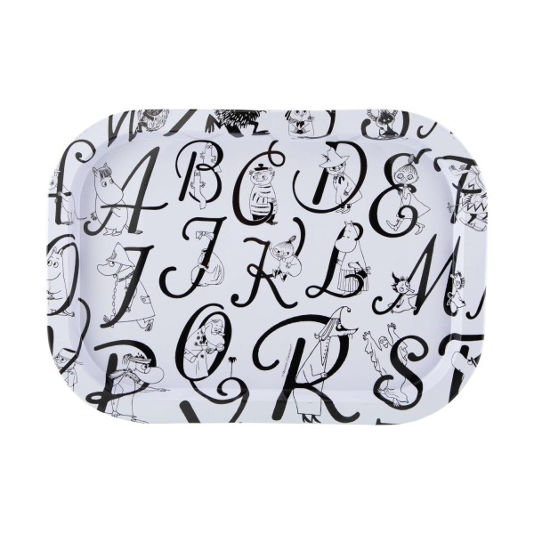 Tablett "ABC" - 30x2x21,5 cm (Schwarz/Weiß) von martinex-moomin