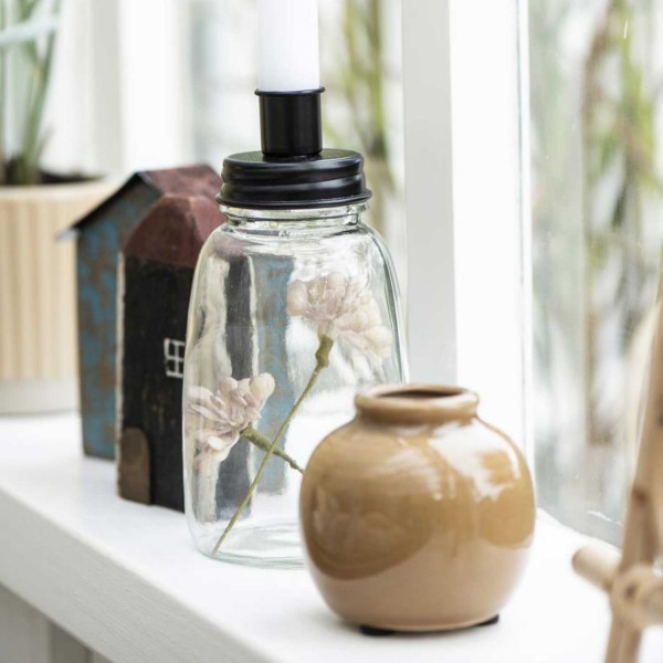 Ib Laursen Mini Vase mit Rillen und krakelierter Oberfläche (Braun)