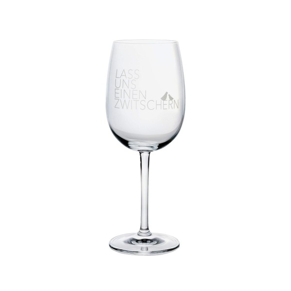 Weinglas "DINING - Lass uns einen zwitschern" - 22x8,5 cm (Transparent/Weiß) von räder Design