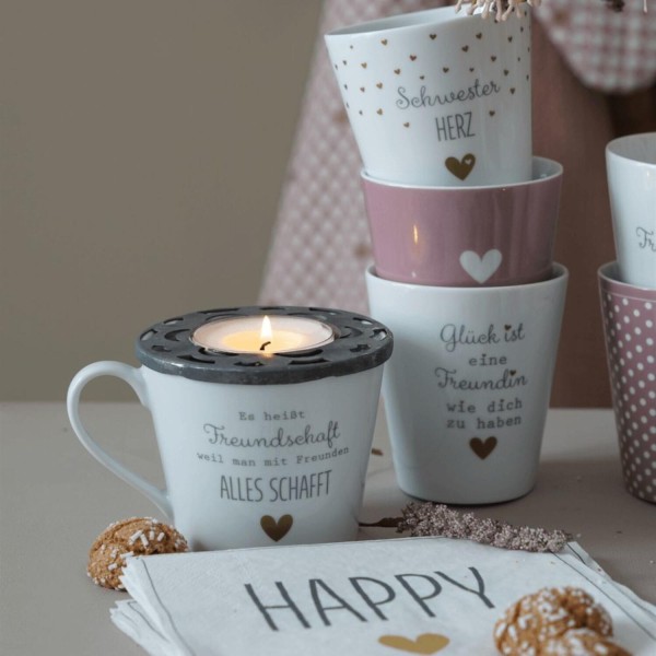 Krasilnikoff Teelicht-Deckel für Happy Cups oder Happy Cups Becher (Silber)