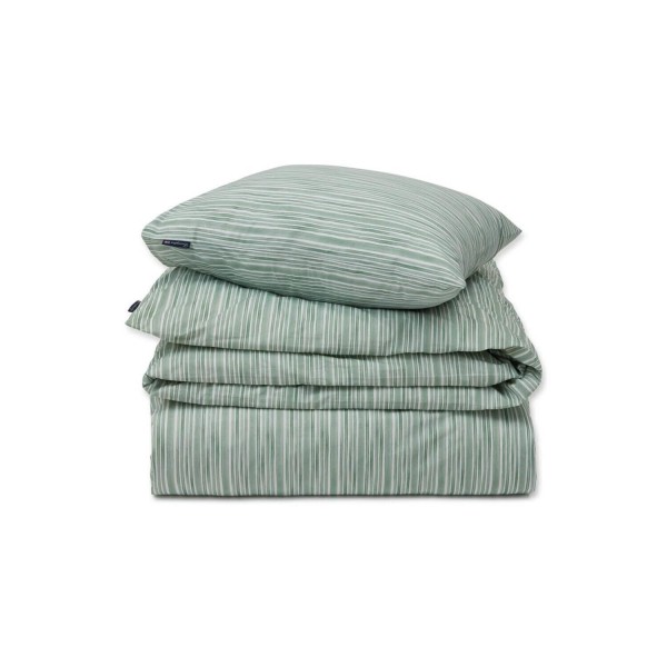 Bettwäsche-Set aus Baumwollpopeline - 135x200/80x80 cm (Grün-Weiß gestreift) von Lexington