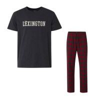 Schlafanzug aus Twill-Flanell "Brooklin" (Rot/Dunkelgrau) von Lexington