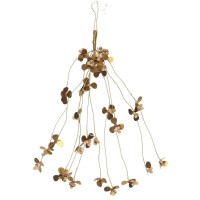 Ib Laursen Hänger mit Blättern & Holzperlen - 30 cm (Gold/Natur)