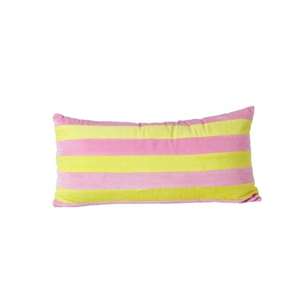 rice Kissen aus Samt mit Streifen - Rechteckig/Medium (Pink/Gelb)